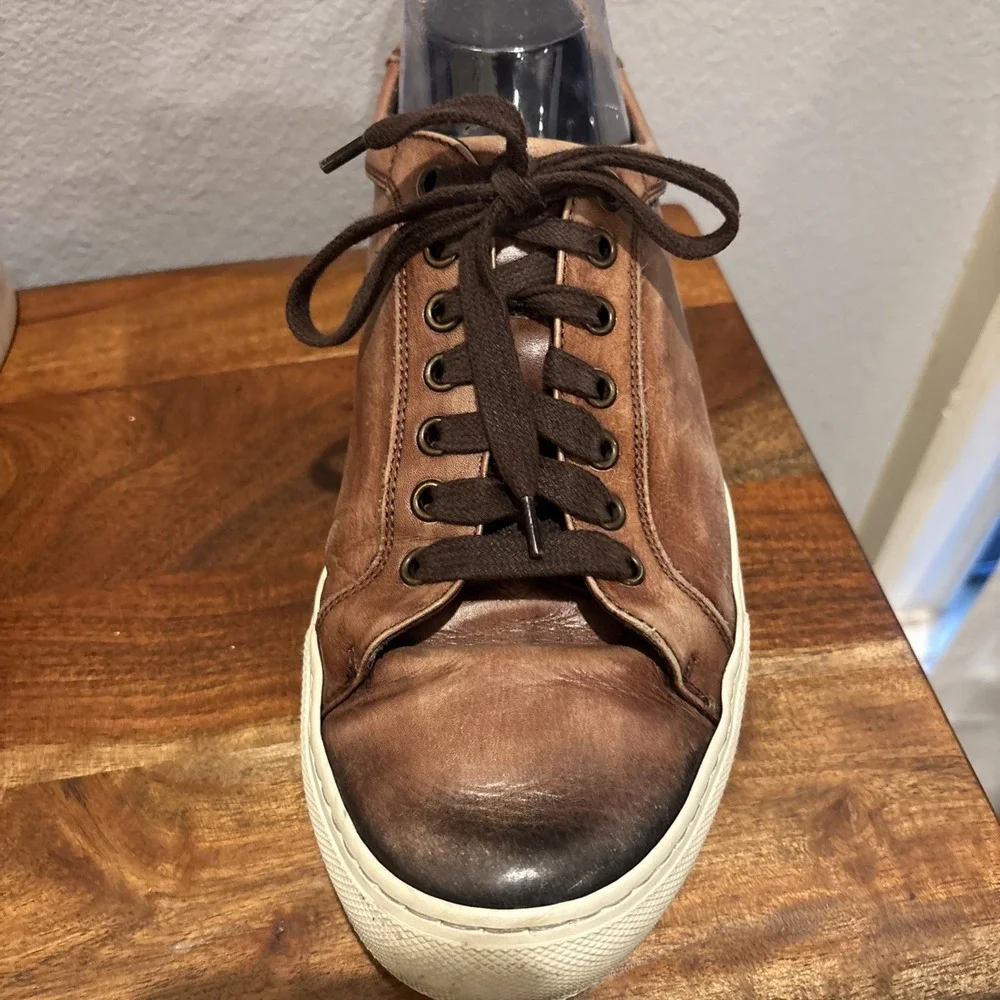 H.S. Trask Brown Lace Up Distressed‎ Leather Shoes Men's Size 10.5 Made in Italy